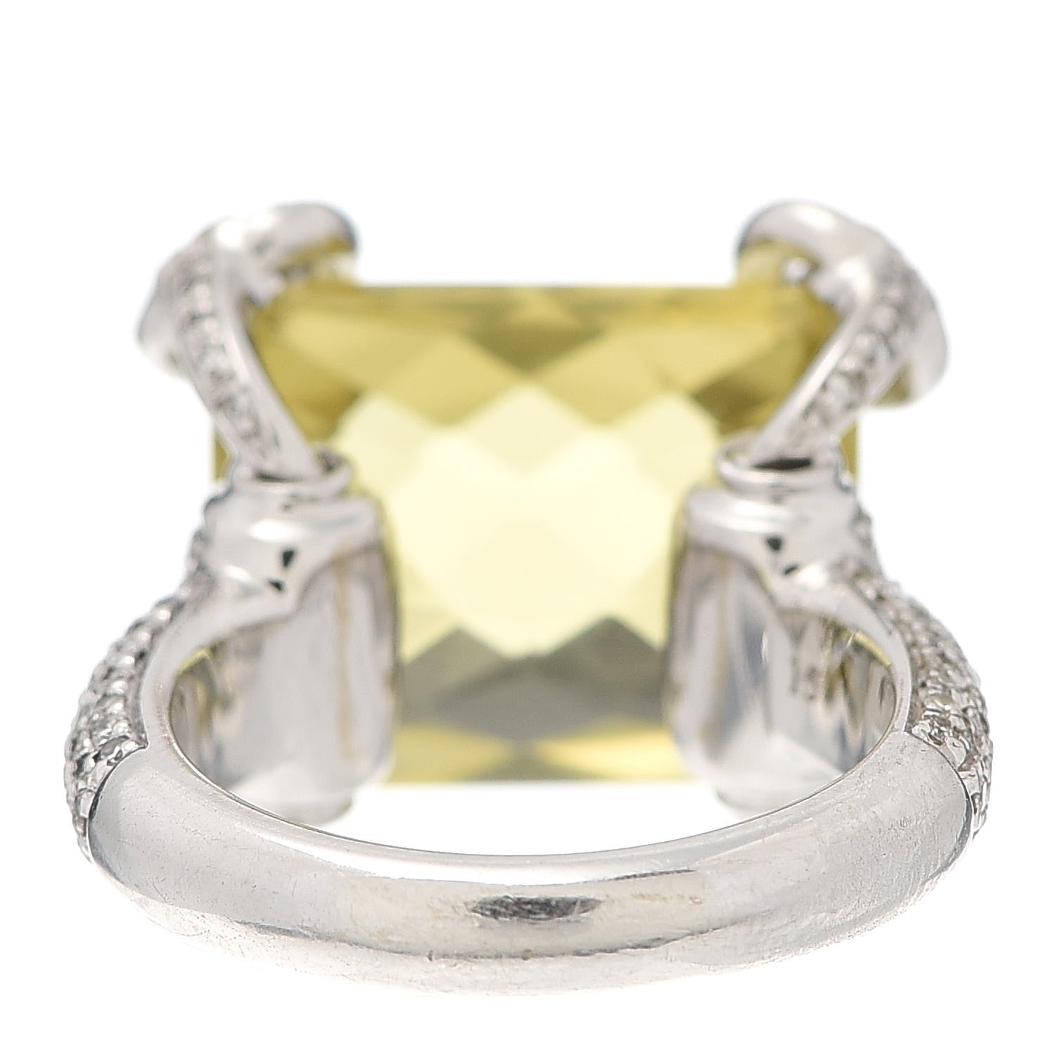 Gucci 18K White Gold Diamond Lemon Quartz Horsebit Ring 55 7.25 3 of 6