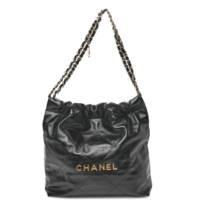Chanel Shiny Calfskin Quilted Small Chanel 22 Black 1 of 12