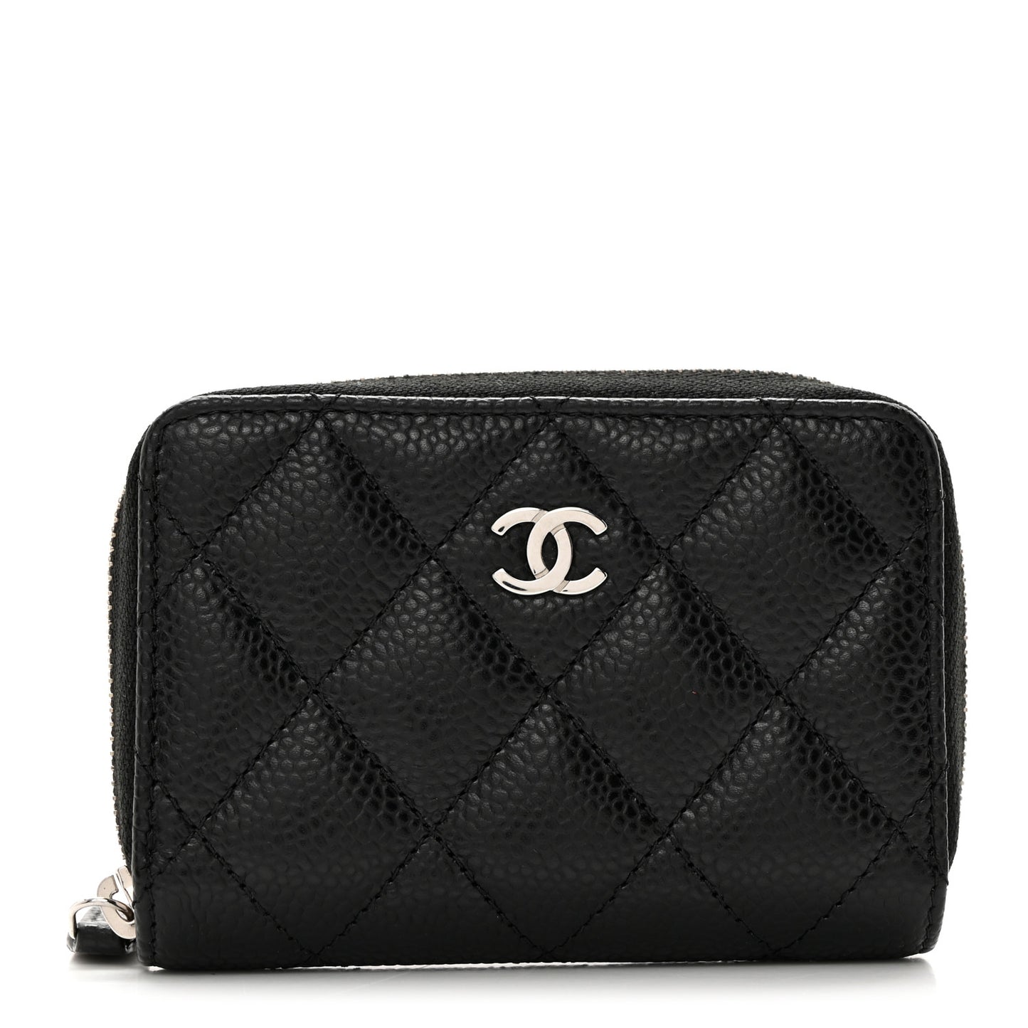 Quilted Zip Coin Purse Black
