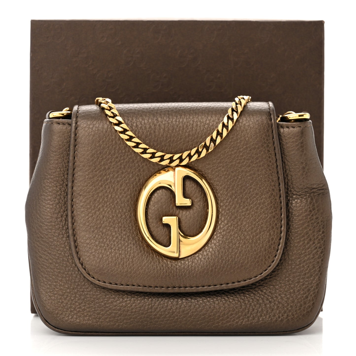 Pebbled Calfskin Small 1973 Chain Shoulder Bag Gold