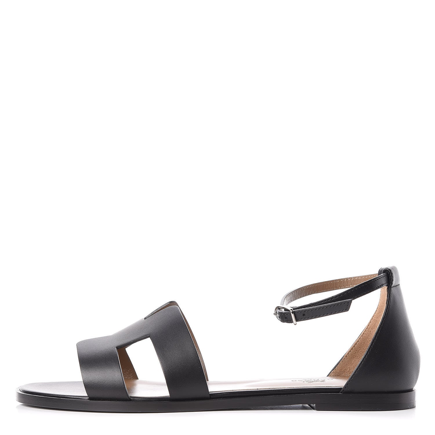 Hermes Calfskin Santorini Sandals 41 Black 1 of 8