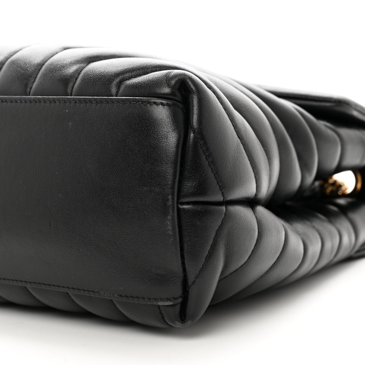 Calfskin Y Quilted Monogram Medium Loulou Chain Satchel Black