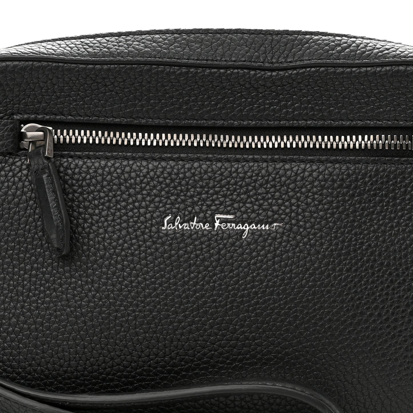 Grained Calfskin Zip Around Convertible Bag Black