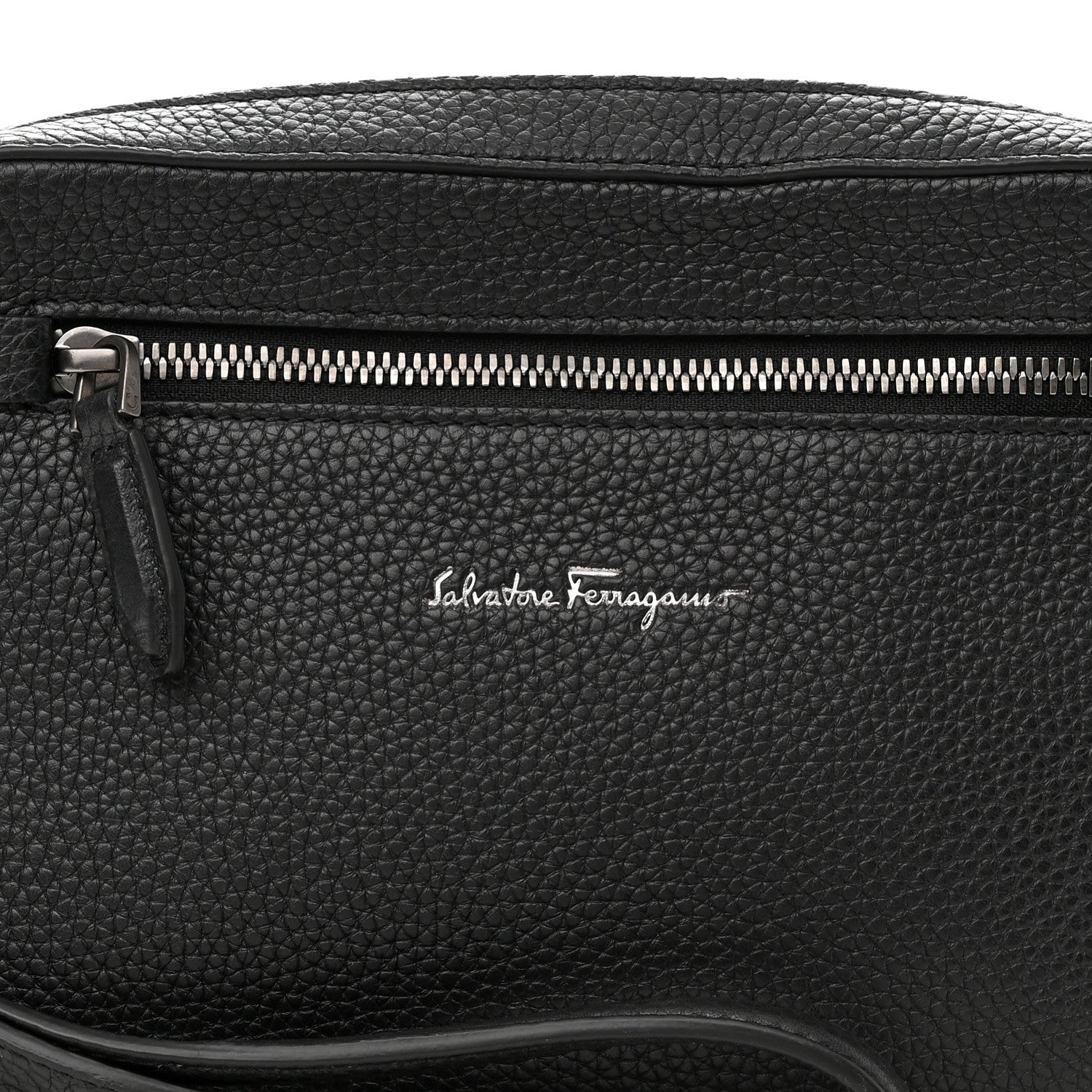 Salvatore Ferragamo Grained Calfskin Zip Around Convertible Bag Black 7 of 9