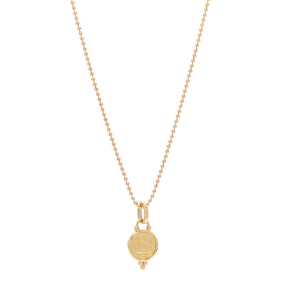 Temple St. Clair 18K Yellow Gold 10mm Angel Pendant Ball Chain Necklace 1 of 6