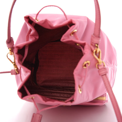 Prada Saffiano Tessuto Nylon Mini Bucket Crossbody Bag Pink 5 of 10