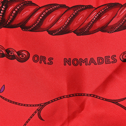 Hermes Silk Ors Nomades Scarf 90 Rouge Vif Grenat Violet 3 of 5