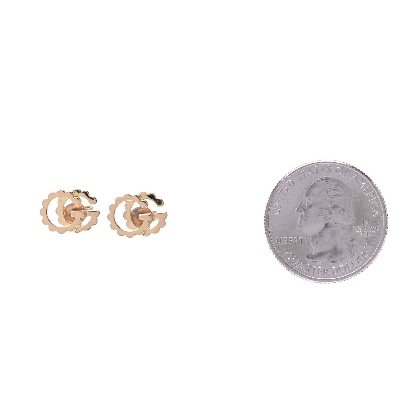 18K Yellow Gold Running G Scalloped Stud Earrings