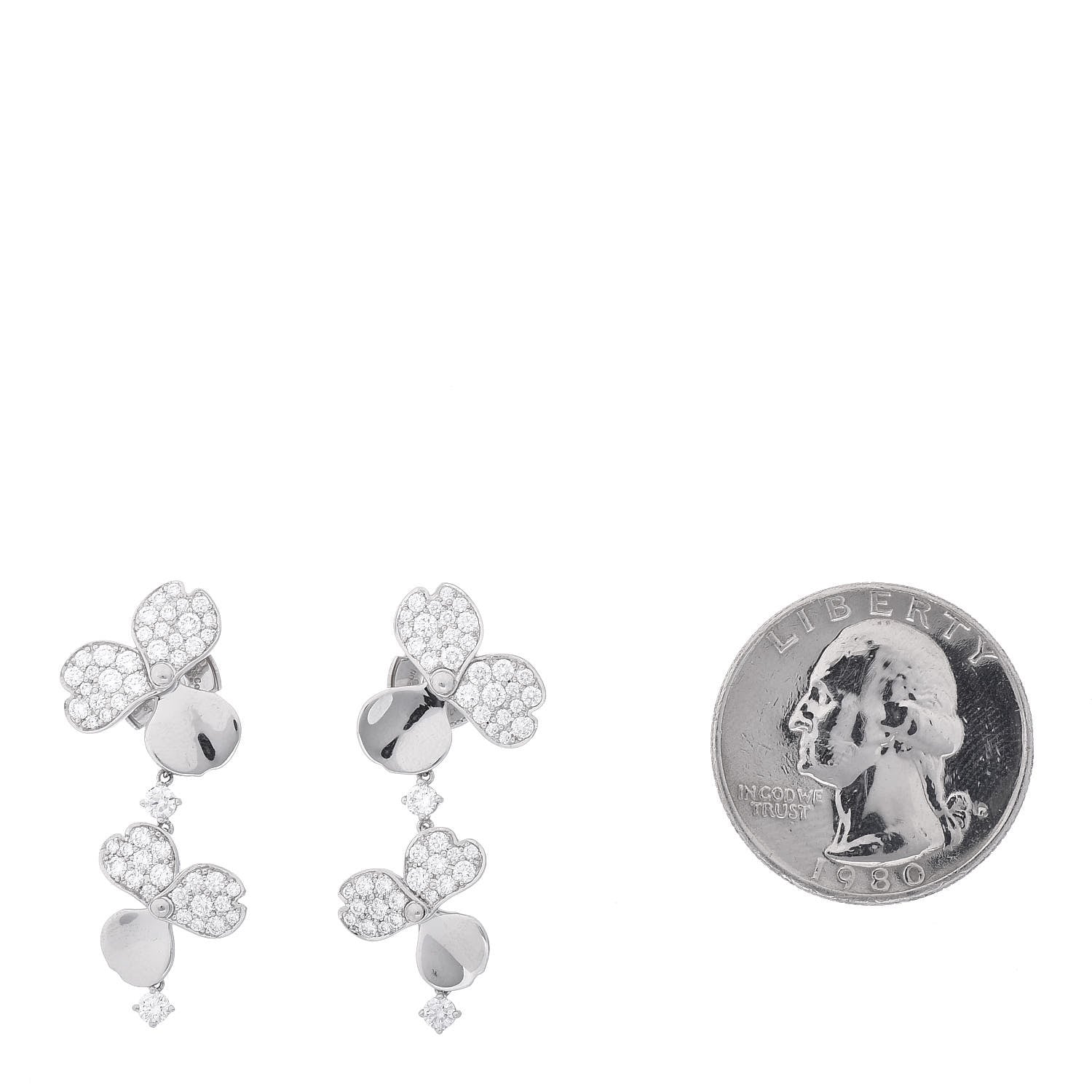 Tiffany Platinum Diamond Paper Flowers Cluster Drop Earrings 2 of 6