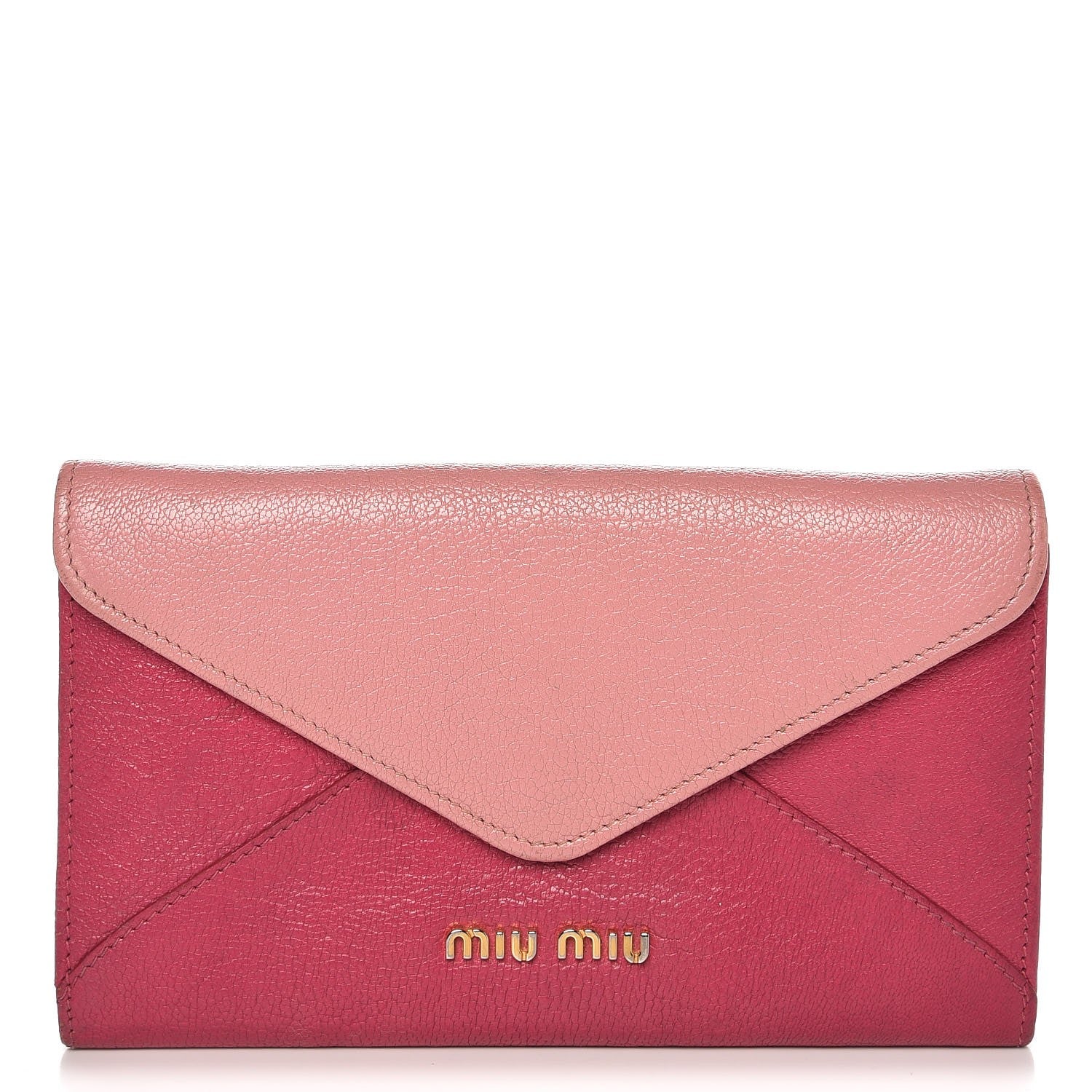 Miu Miu Goatskin Madras Bicolor Envelope Wallet Rosa Peonia 1 of 14