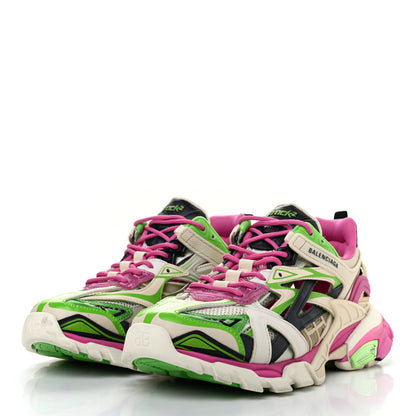 Balenciaga Rubber Mesh Bi-Color Mens Track.2 Open Sneakers 41 White Green Pink 3 of 10