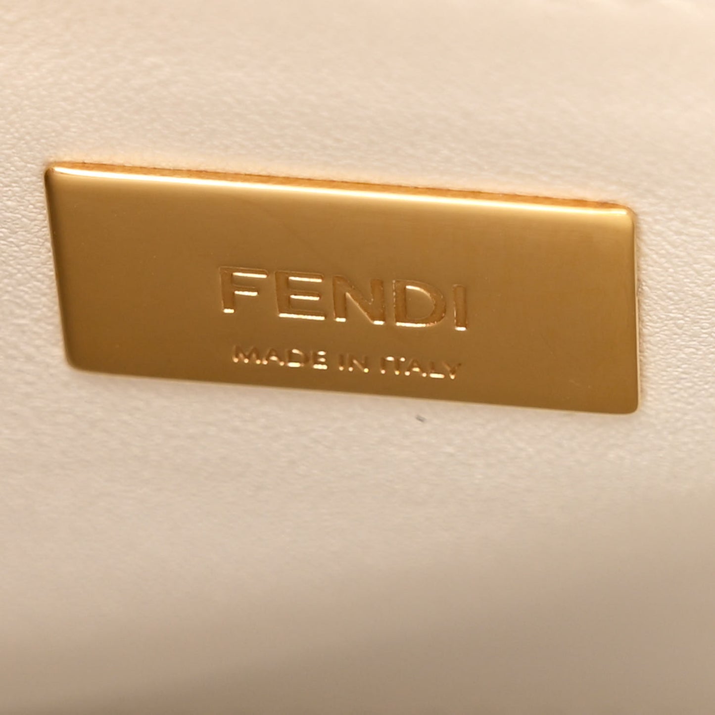 Glazed Fabric Nappa FF Disco Girls Inlay Mini Peekaboo Iconic Satchel Bianco Perla Multicolor