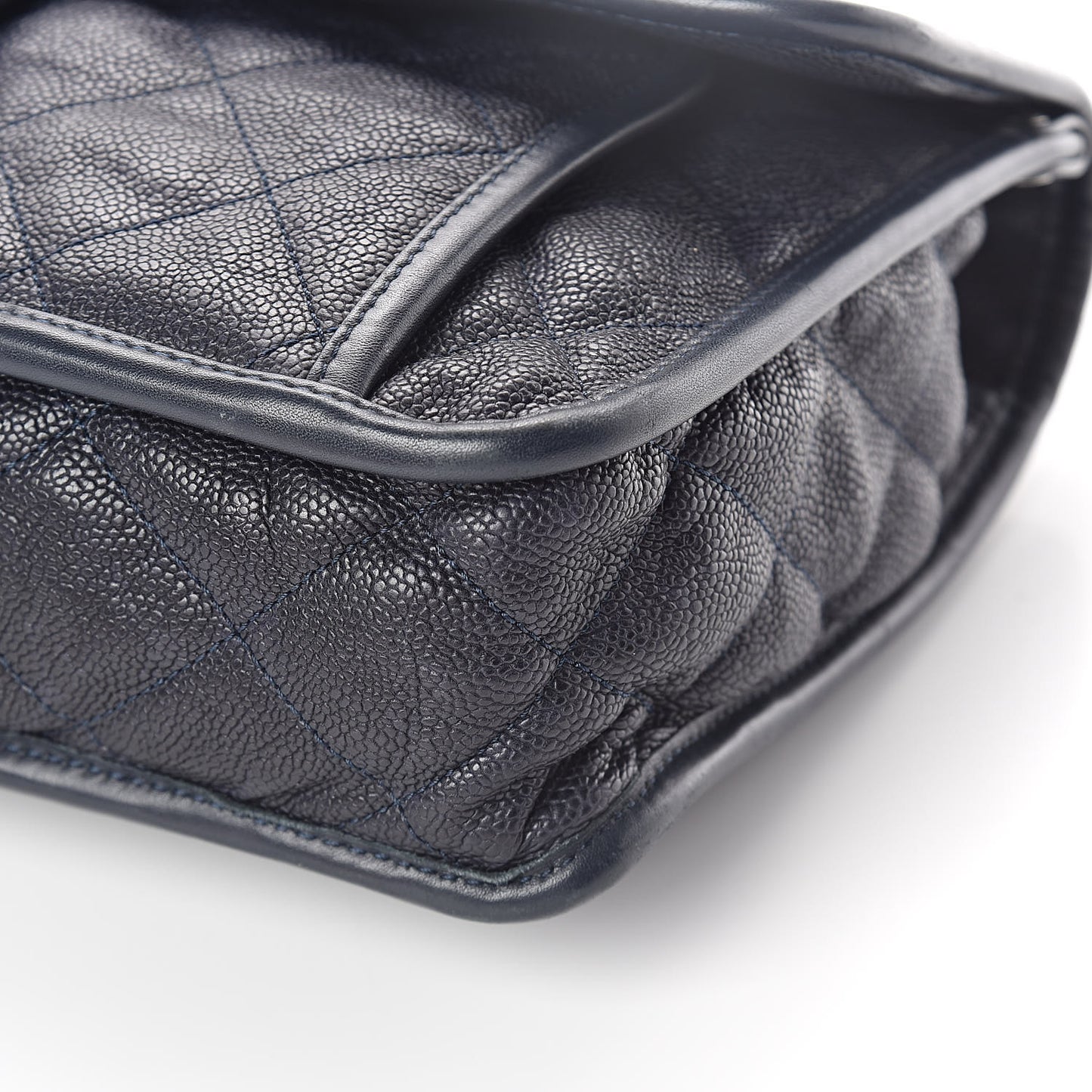 Caviar Quilted Large French Riviera Flap Dark Navy Blue
