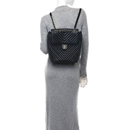 Chanel Calfskin Chevron Quilted Large Urban Spirit Backpack Black 2 of 9