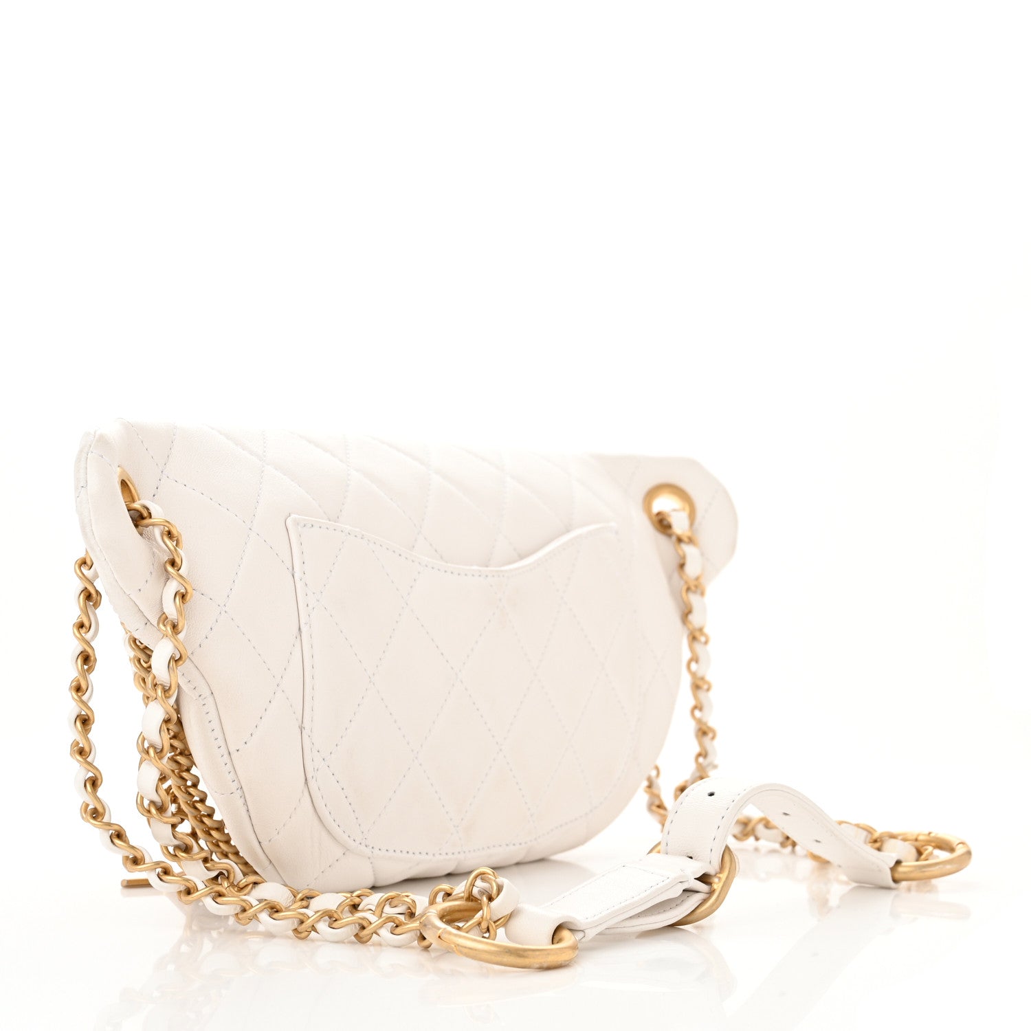 Chanel Lambskin Quilted All About Chains Waist Belt Bag White 2 of 12