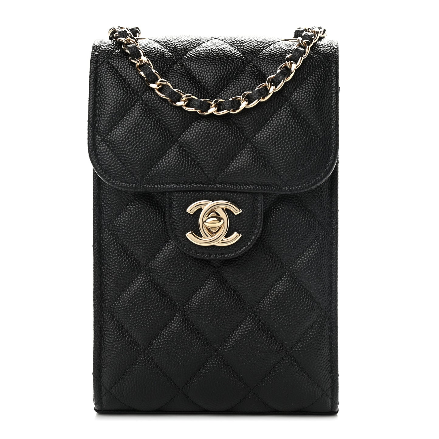 Caviar Quilted Classic Phone Holder Black