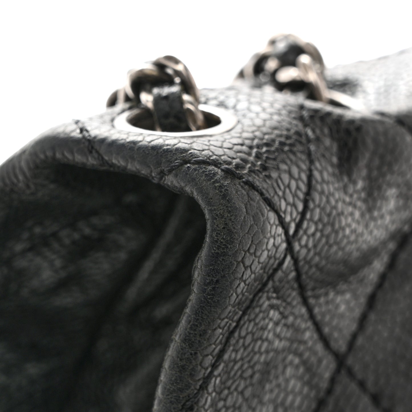 Caviar Quilted Medium Elastic Flap Black