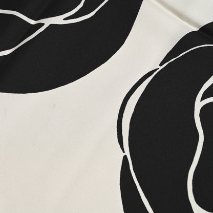 Chanel Silk CC Camellia Scarf Black White 4 of 4