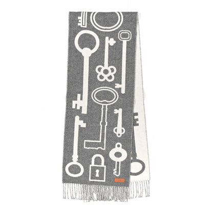 Hermes Cashmere Casaque Porte-Clefs Muffler Flanelle Ivoire 1 of 4