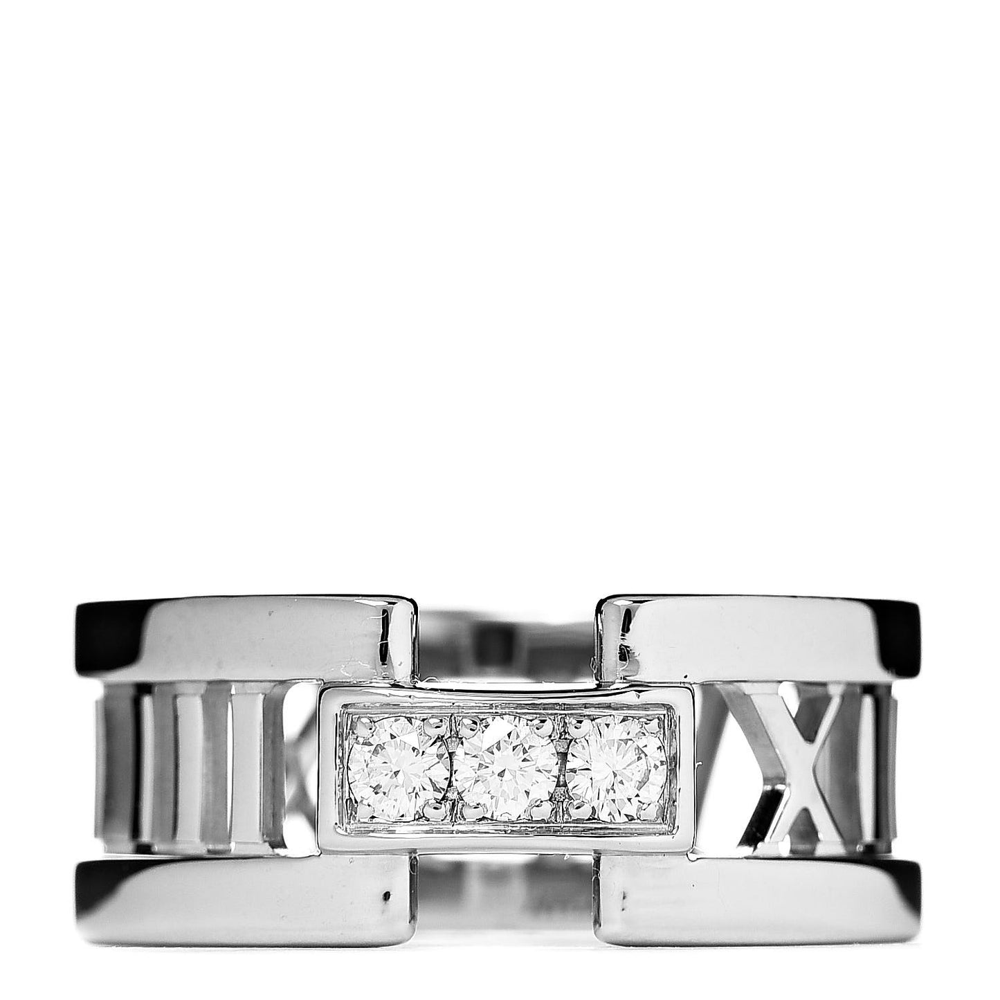 18K White Gold Diamond Open Atlas Ring 54 7