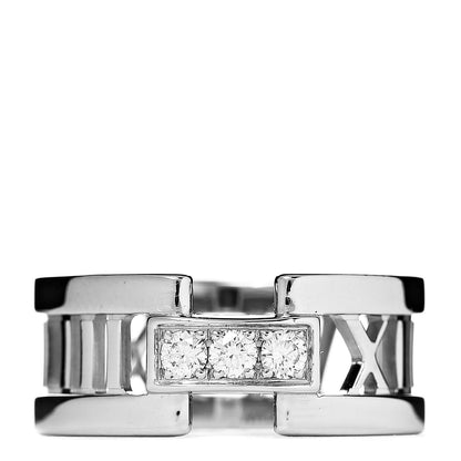 Tiffany 18K White Gold Diamond Open Atlas Ring 54 7 1 of 4