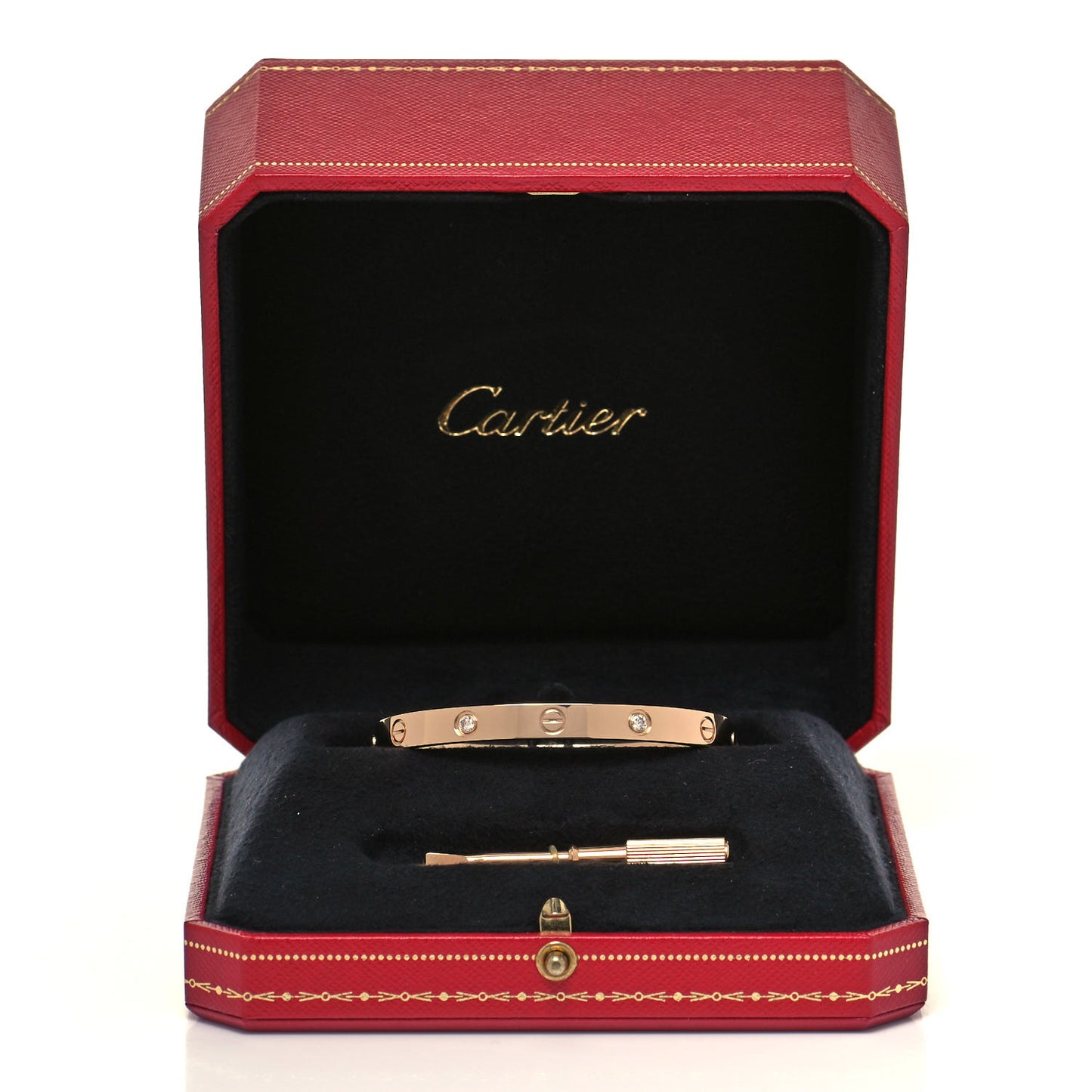 18K Pink Gold 4 Diamond LOVE Bracelet 17