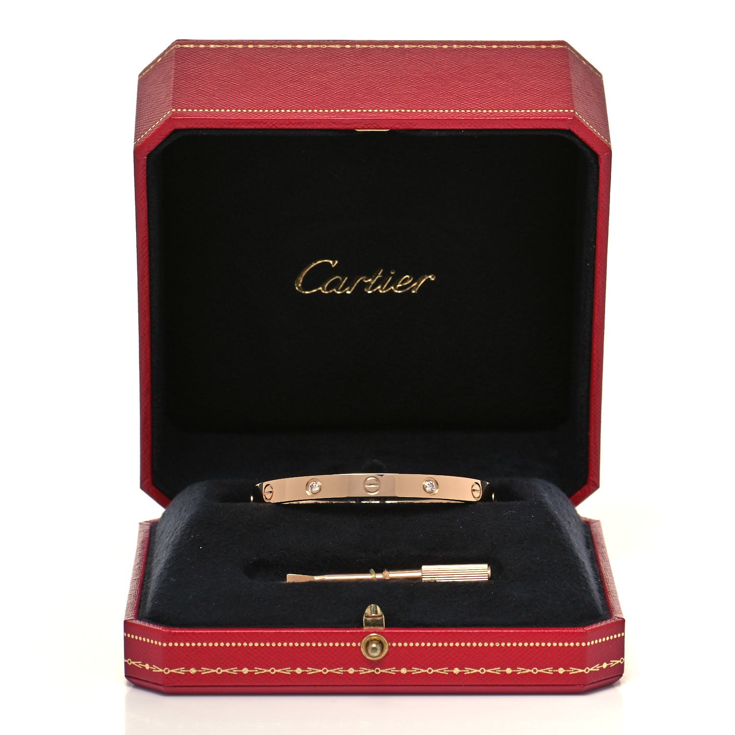 Cartier 18K Pink Gold 4 Diamond LOVE Bracelet 17 6 of 6