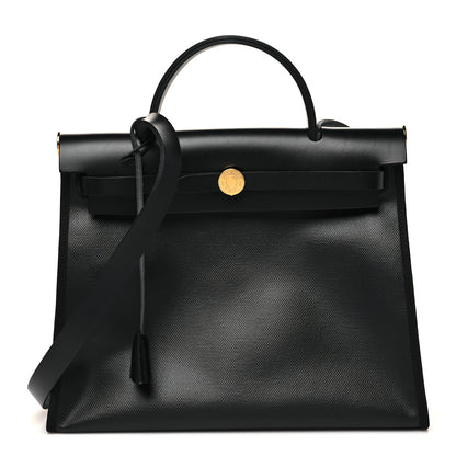 Hermes Toile H Berline Vache Hunter Herbag Zip PM 31 Black Ecru 1 of 11