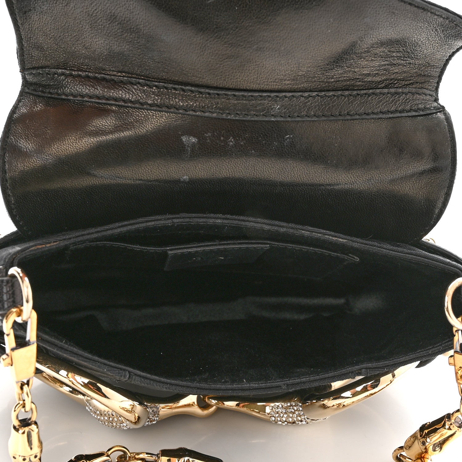 Gucci Canvas Tom Ford Lizard Embossed Crystal Horsebit Flap Bag Black 5 of 11