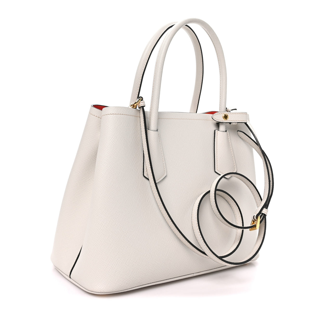 Saffiano Cuir Small Double Bag Talco Lacca