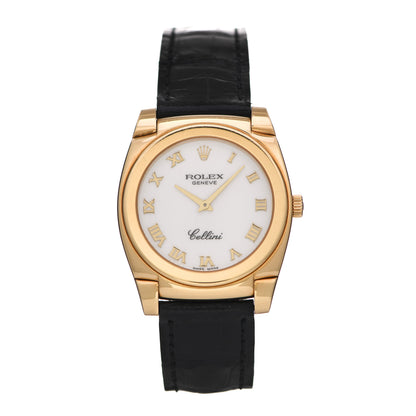 Rolex 18K Yellow Gold Alligator 32mm Cellini Manual Winding Watch White 5320 1 of 5