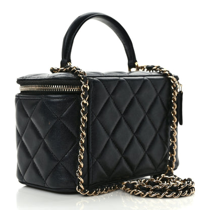 Chanel Lambskin Quilted Small Top Handle Vanity Case With Chain Black 3 of 12