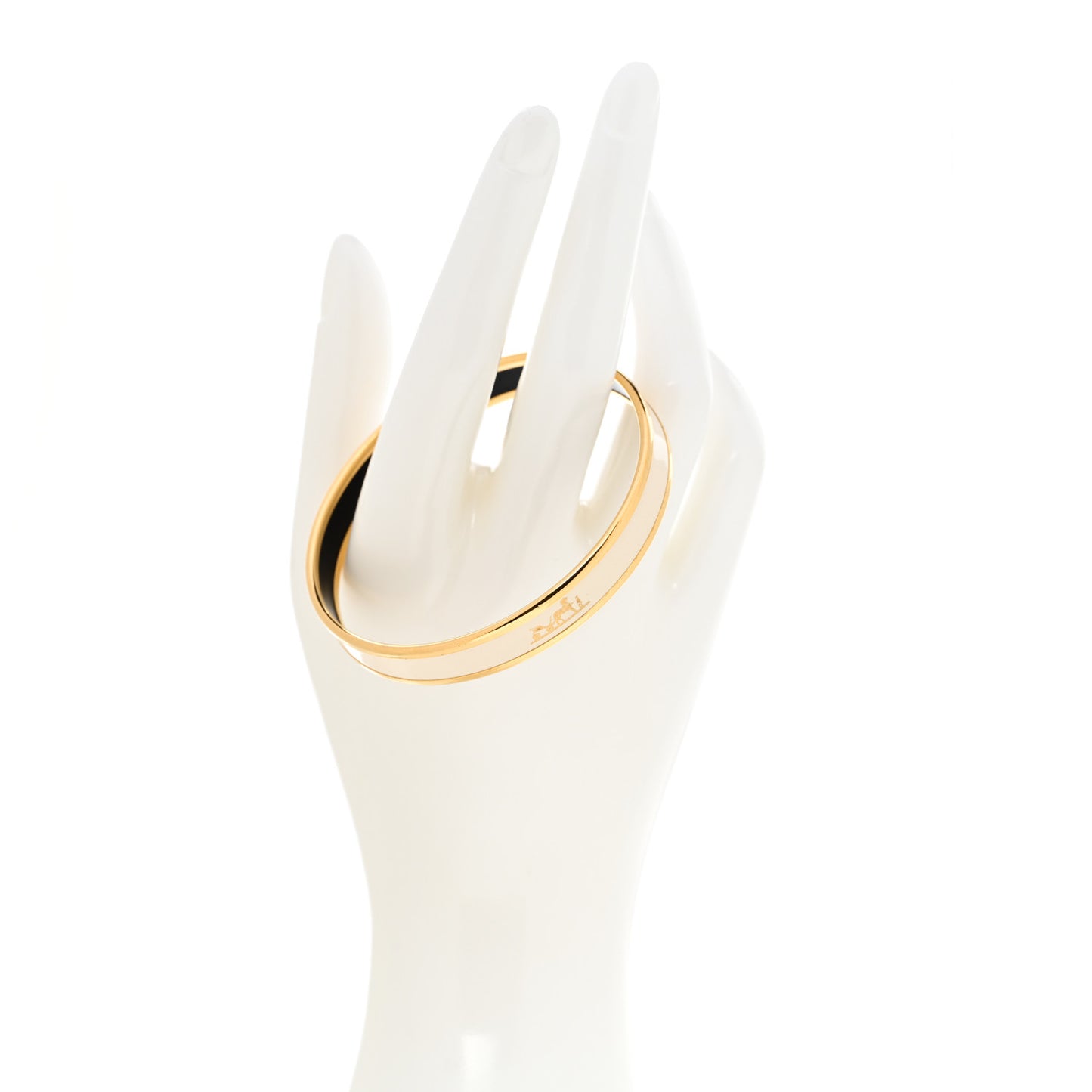 Enamel Printed Narrow Caleche Bracelet White