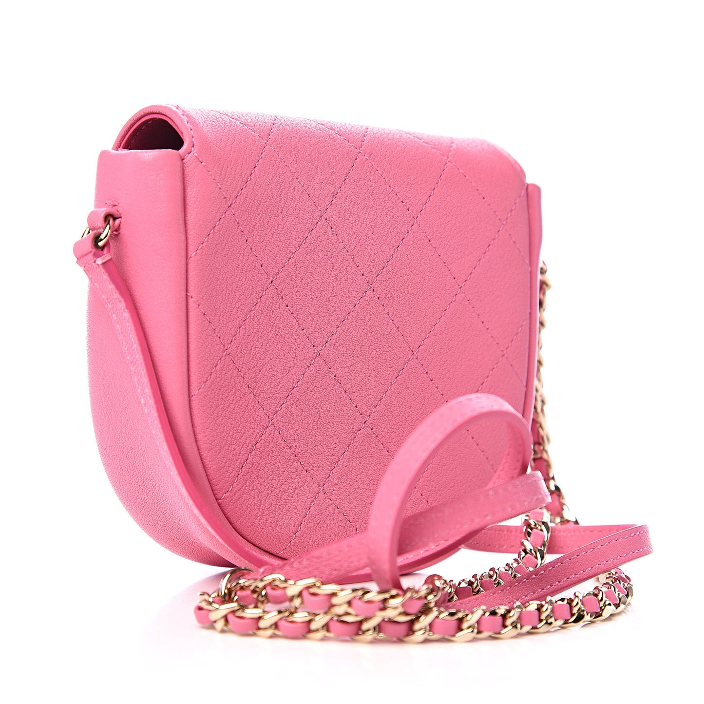 Goatskin Stitched Casual Trip Messenger Flap Pink