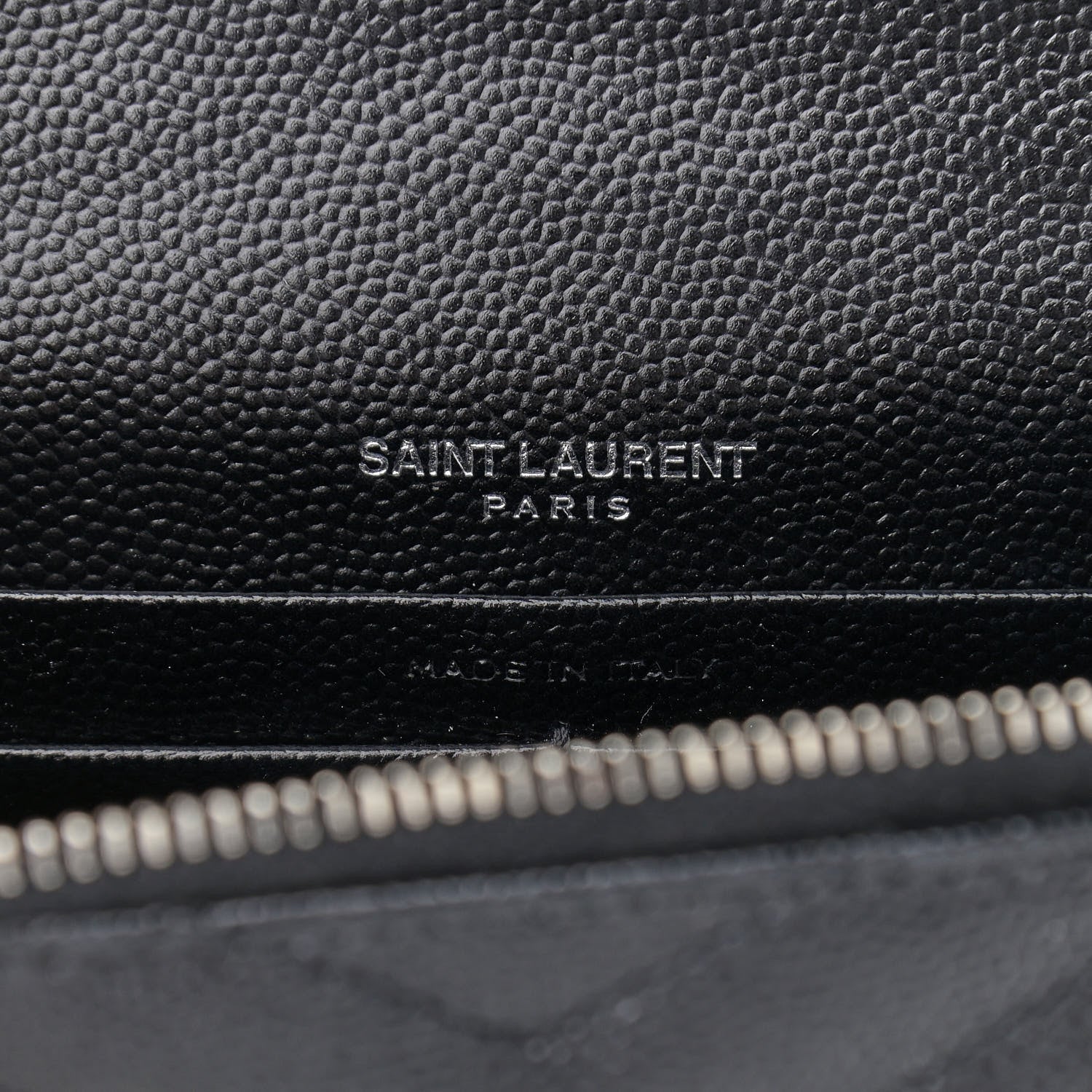 Saint Laurent Grain De Poudre Matelasse Chevron Monogram Envelope Chain Wallet Black 5 of 10