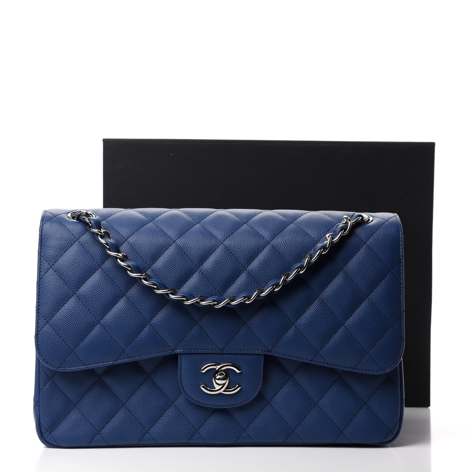 Chanel Caviar Quilted Jumbo Double Flap Blue 12 of 12
