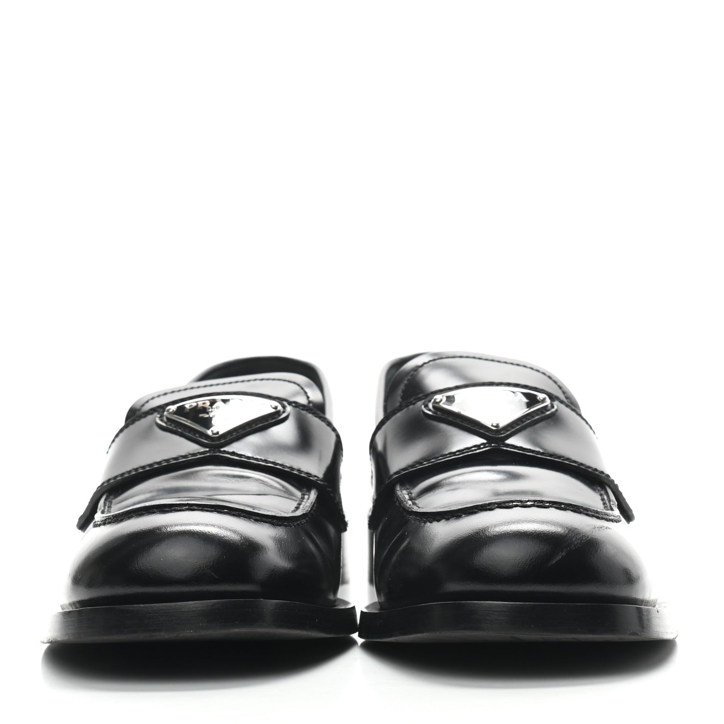 Spazzolato Metal Triangle Logo 20mm Loafers 39.5 Black