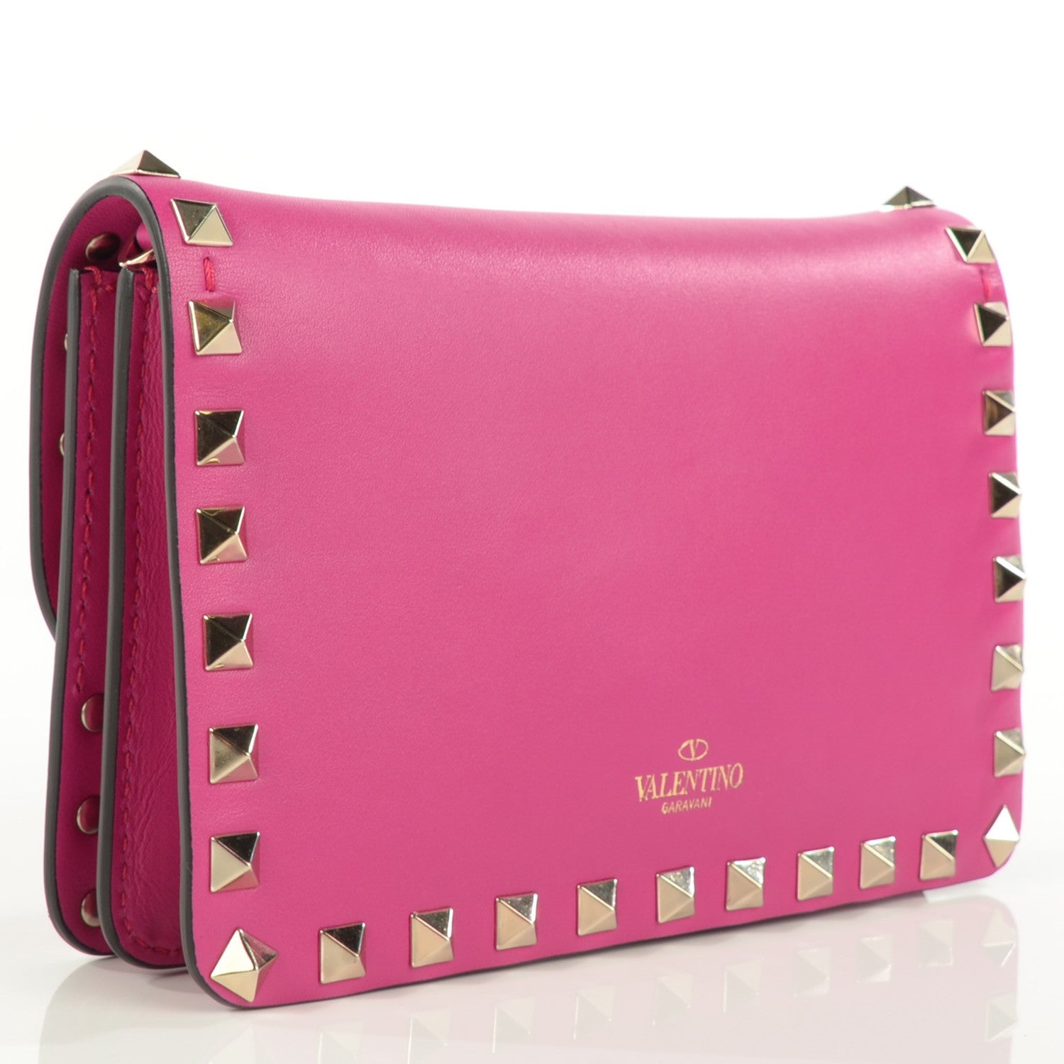 Valentino Garavani Vitello Rockstud Chain Flap Crossbody Bag Fuxia 3 of 8