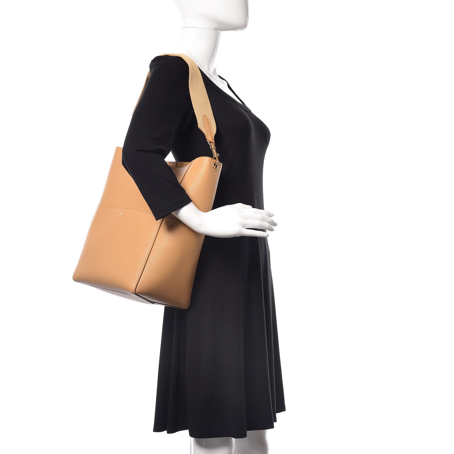 Celine Soft Grained Calfskin Sangle Bucket Bag Cumin 2 of 9