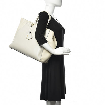 Fendi Vitello Elite Large 2Jours Tote Latte Bianco 2 of 15