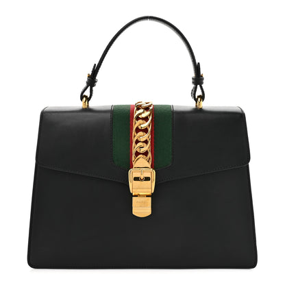 Gucci Calfskin Medium Sylvie Top Handle Bag Black 1 of 21