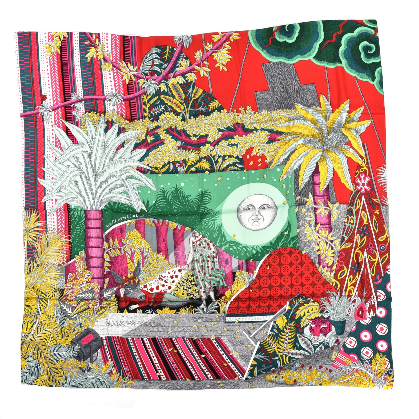 Cashmere Silk Acte III Scene I La Clairiere Shawl 140 Rouge Vert Multicolor
