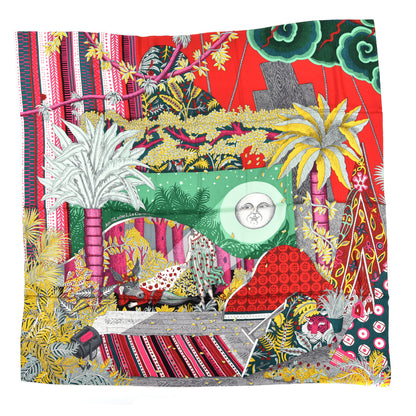 Hermes Cashmere Silk Acte III Scene I La Clairiere Shawl 140 Rouge Vert Multicolor 1 of 3