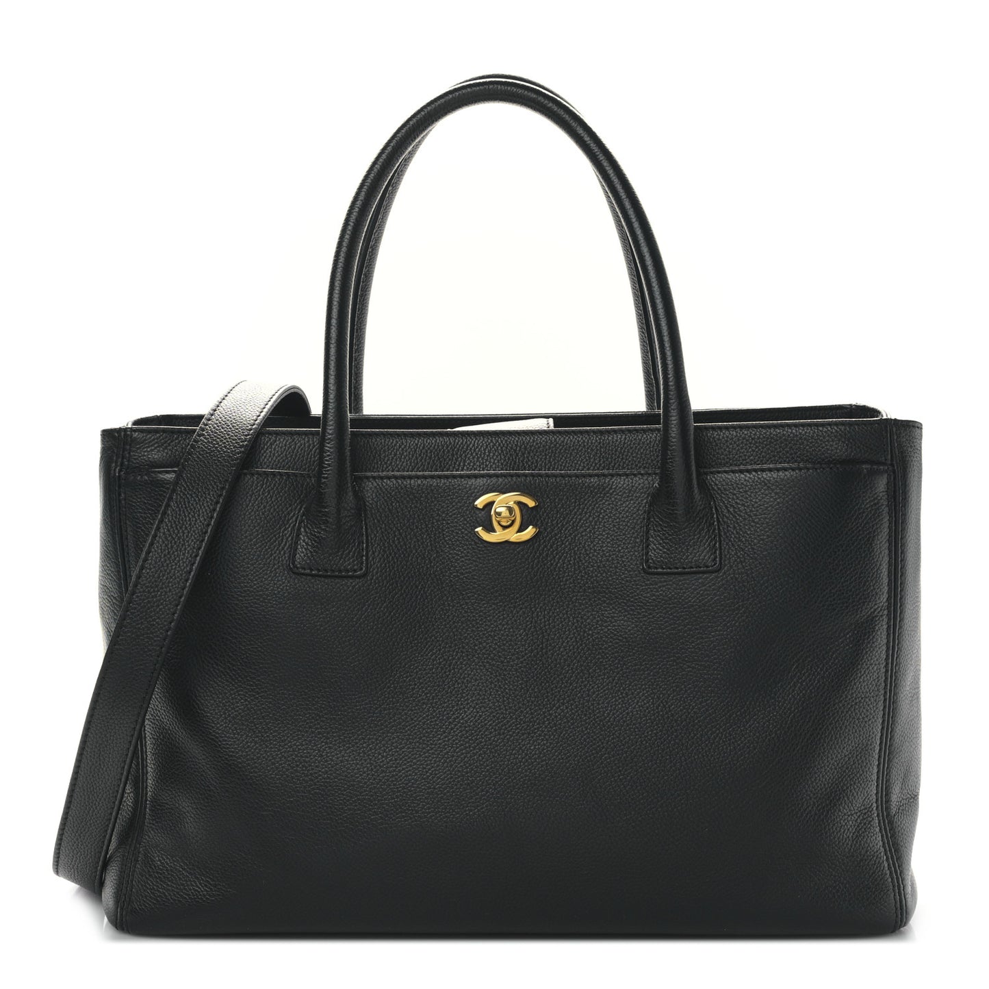 Calfskin Cerf Executive Shopper Tote Black