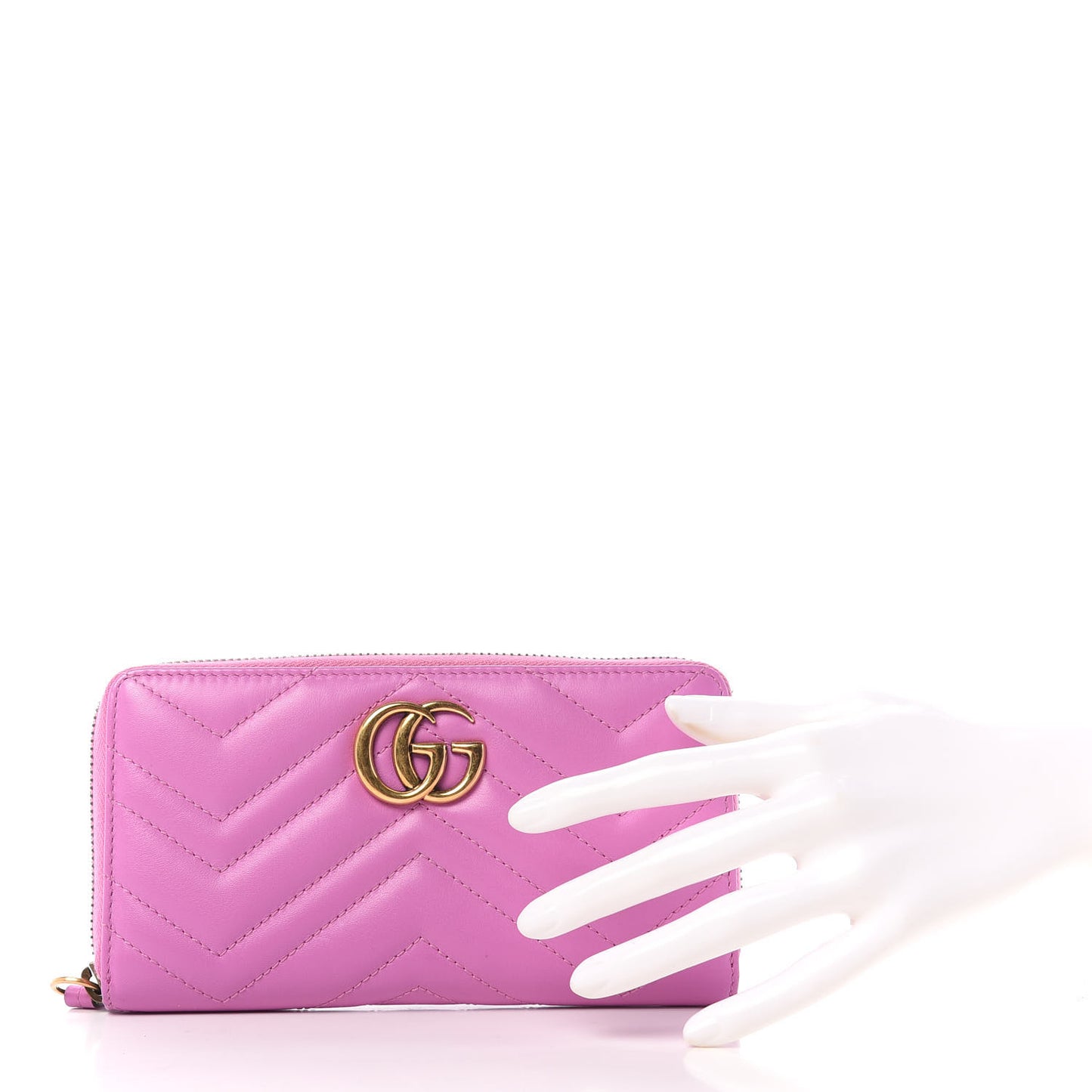 Calfskin Matelasse GG Marmont Zip Around Wallet Candy Mousse