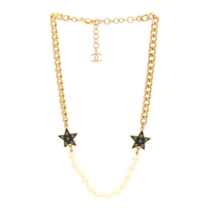 Chanel Pearl Crystal CC Star Choker Necklace Gold 3 of 4