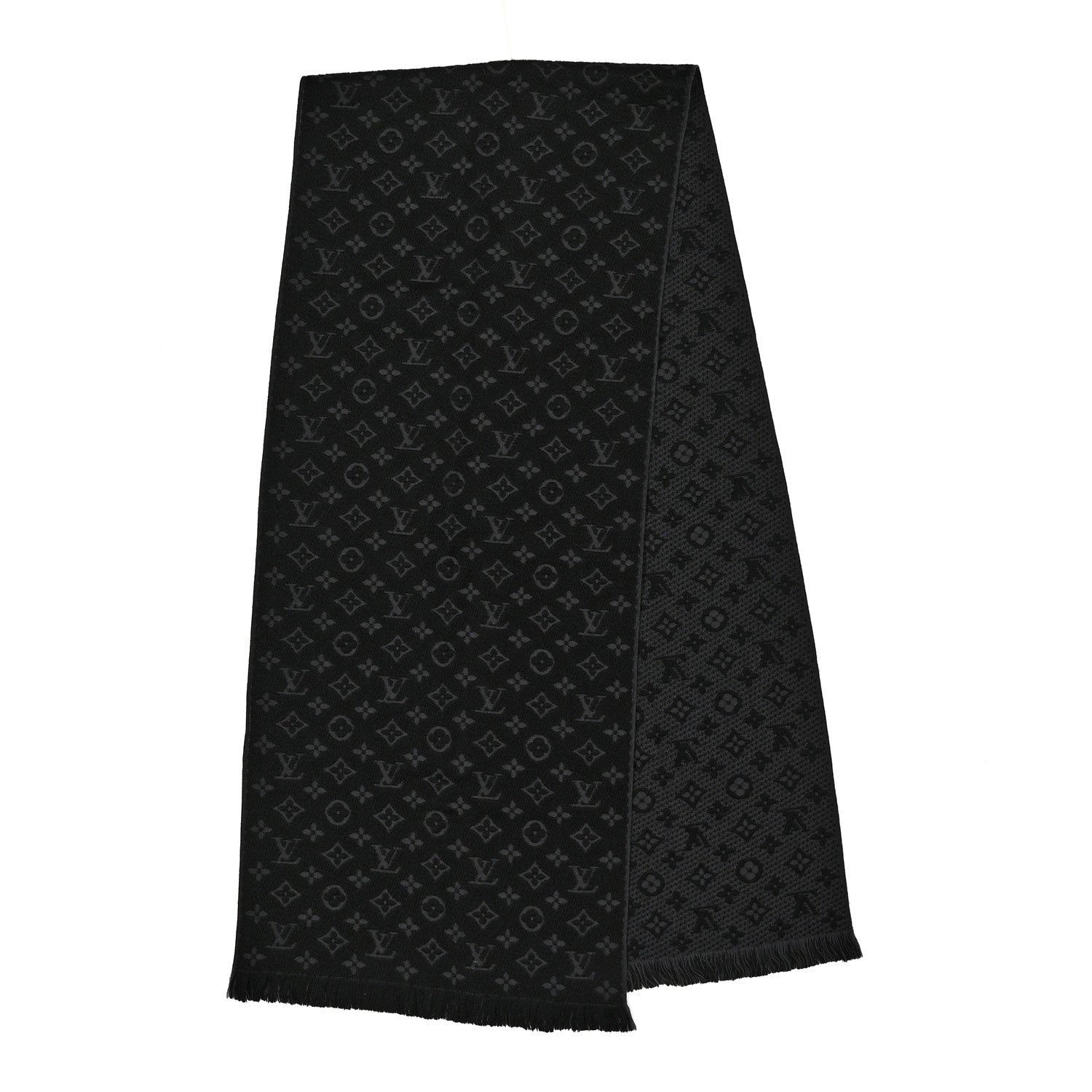 Louis Vuitton Wool Monogram Classic Scarf Black 2 of 3
