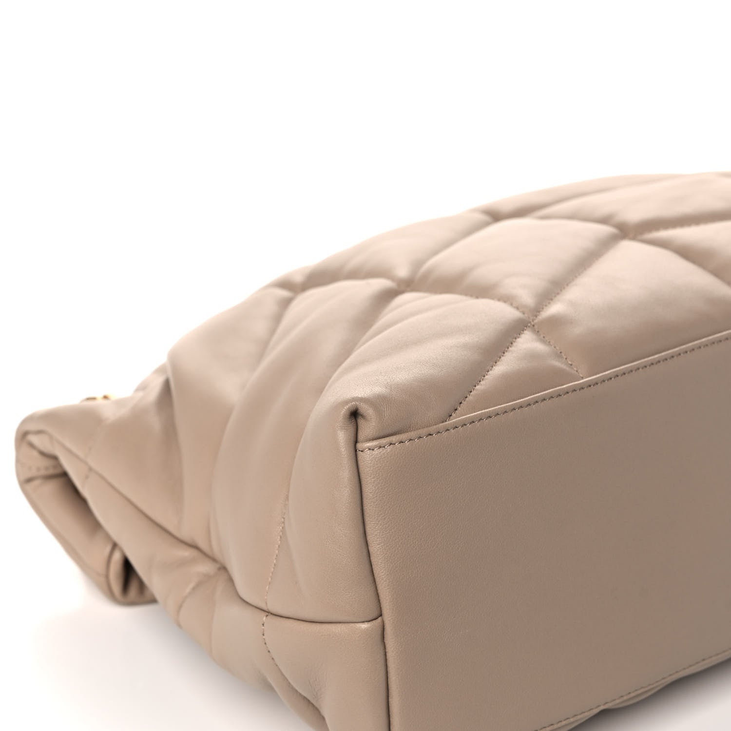 Saint Laurent Lambskin Quilted Medium Loulou Puffer Monogram Chain Satchel Dark Beige 11 of 13