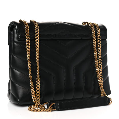 Saint Laurent Calfskin Y Quilted Monogram Small Loulou Chain Satchel Black 3 of 9