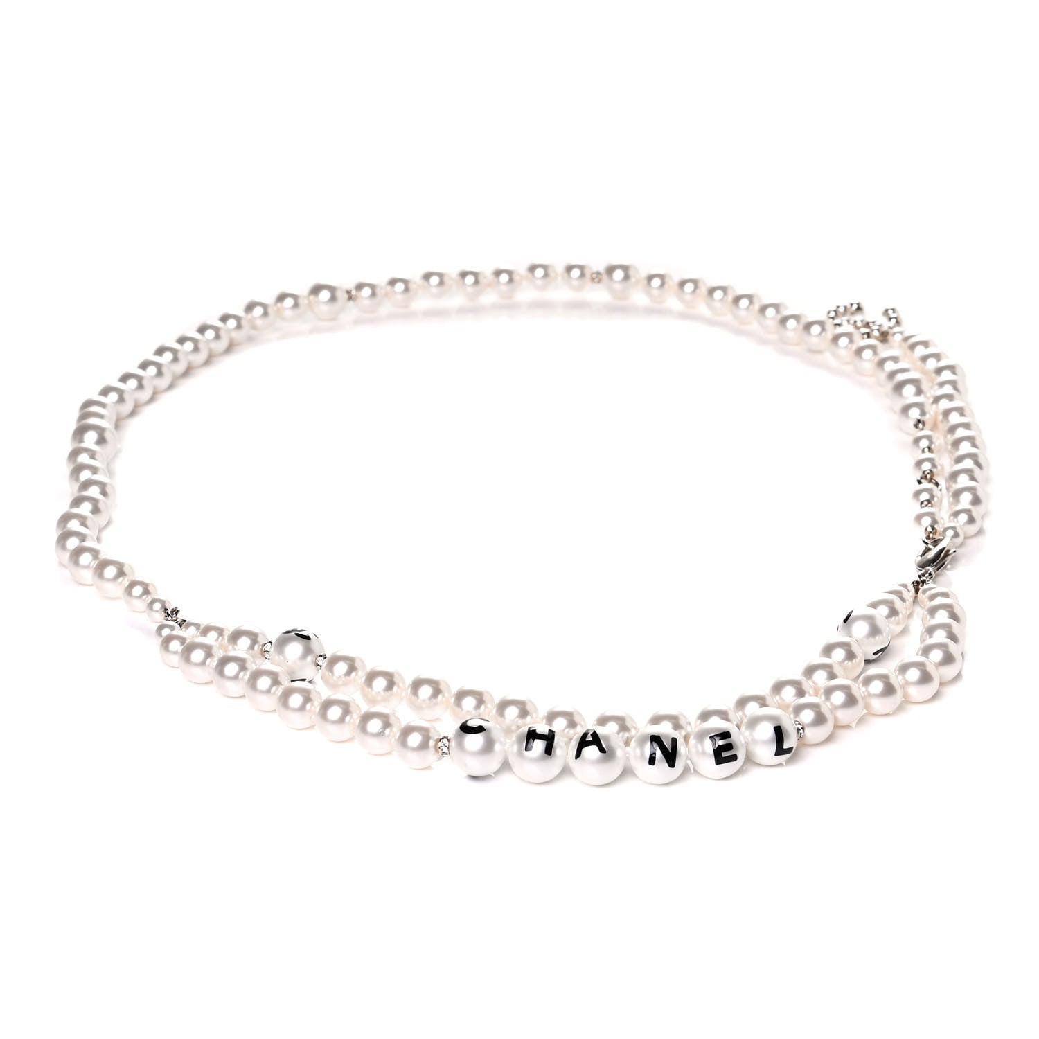 Chanel Pearl Crystal CC Logo Belt 80 Gold 1 of 4